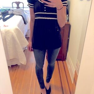 Black scoop neck top